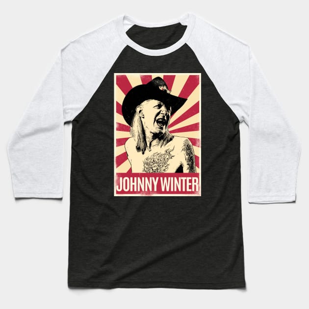 Retro Vintage Johnny Winter Baseball T-Shirt by Play And Create